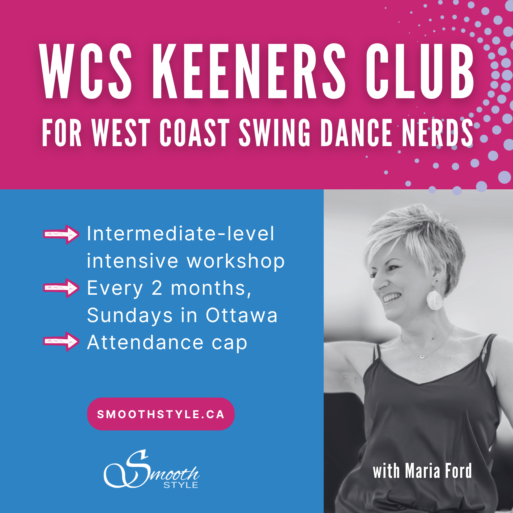 Promotional graphic for the West Coast Swing Keeners Club in Ottawa, Canada